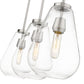 Z-Lite Ayra 8" 3-Light Brushed Nickel Island Light With Clear Glass Shade