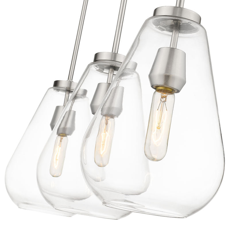 Z-Lite Ayra 8" 3-Light Brushed Nickel Island Light With Clear Glass Shade