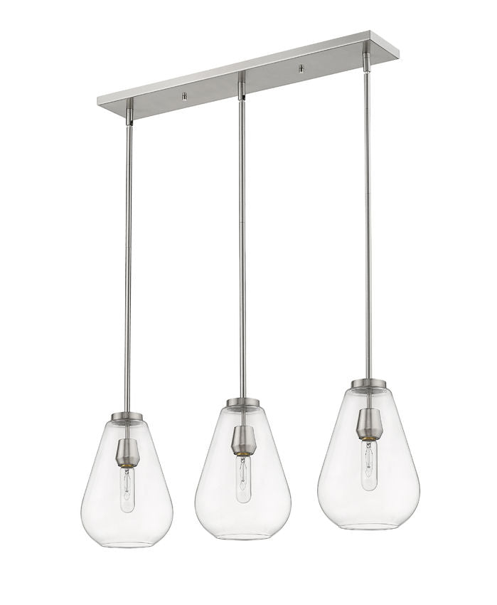 Z-Lite Ayra 8" 3-Light Brushed Nickel Island Light With Clear Glass Shade