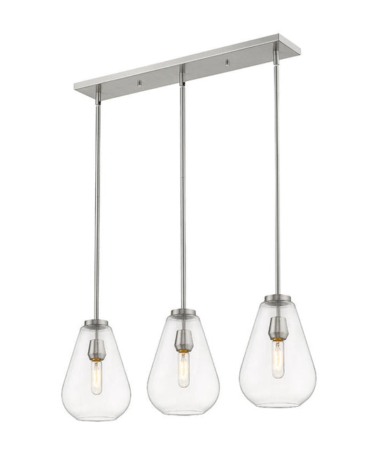 Z-Lite Ayra 8" 3-Light Brushed Nickel Island Light With Clear Glass Shade