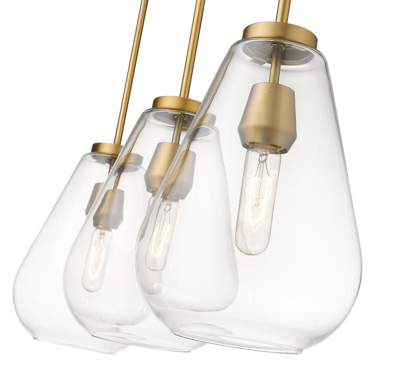 Z-Lite Ayra 8" 3-Light Olde Brass Island Light With Clear Glass Shade