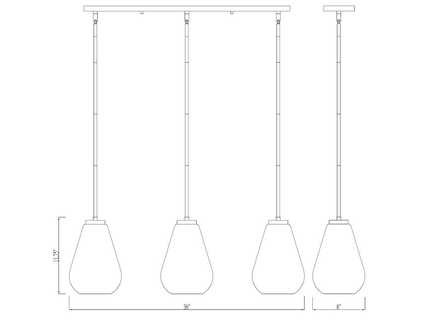 Z-Lite Ayra 8" 3-Light Olde Brass Island Light With Clear Glass Shade