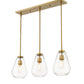 Z-Lite Ayra 8" 3-Light Olde Brass Island Light With Clear Glass Shade