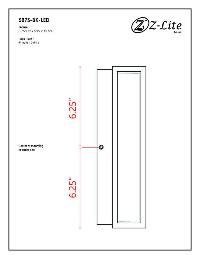 Z-Lite Baden Outdoor 5" W x 13" H 1-Light LED Black Aluminum Outdoor Wall Sconce With White Polycarbonate Shade