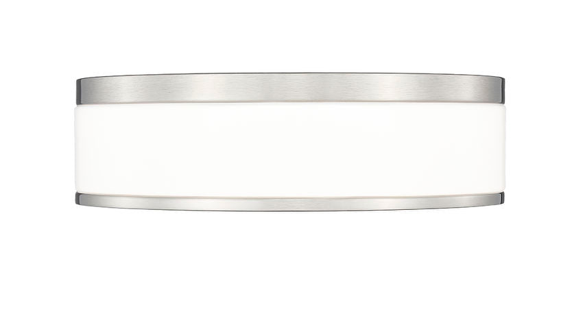 Z-Lite Ballord 12" 1-Light LED-Integrated Brushed Nickel Steel and Frosted Acrylic Shade Flush Mount Light