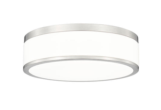 Z-Lite Ballord 12" 1-Light LED-Integrated Brushed Nickel Steel and Frosted Acrylic Shade Flush Mount Light