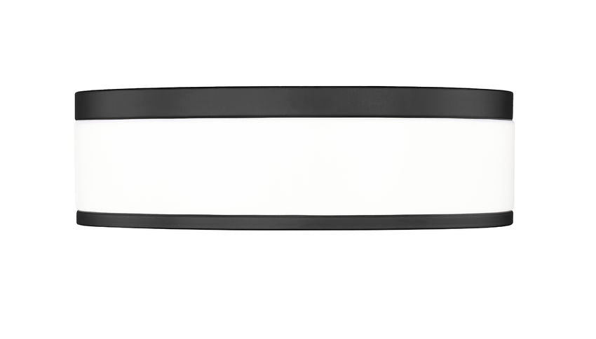 Z-Lite Ballord 12" 1-Light LED-Integrated Matte Black Steel and Frosted Acrylic Shade Flush Mount Light