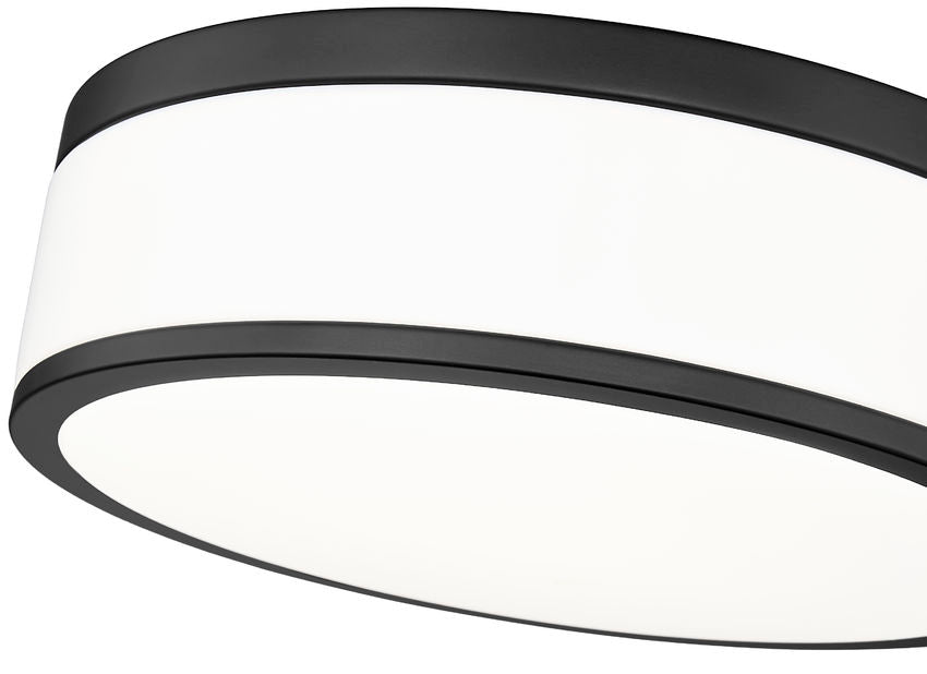 Z-Lite Ballord 12" 1-Light LED-Integrated Matte Black Steel and Frosted Acrylic Shade Flush Mount Light