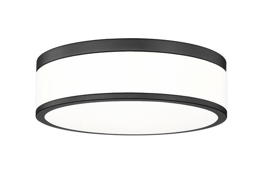 Z-Lite Ballord 12" 1-Light LED-Integrated Matte Black Steel and Frosted Acrylic Shade Flush Mount Light