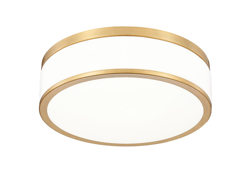 Z-Lite Ballord 12" 1-Light LED-Integrated Modern Gold Steel and Frosted Acrylic Shade Flush Mount Light