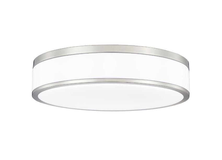 Z-Lite Ballord 16" 1-Light LED-Integrated Brushed Nickel Steel and Frosted Acrylic Shade Flush Mount Light