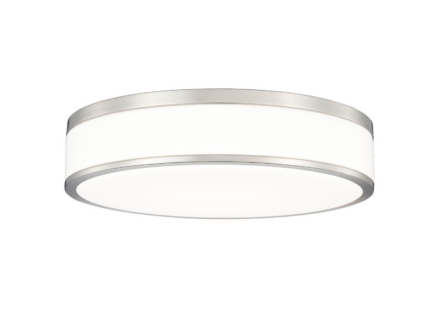 Z-Lite Ballord 16" 1-Light LED-Integrated Brushed Nickel Steel and Frosted Acrylic Shade Flush Mount Light