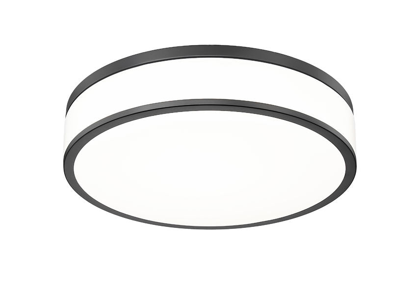 Z-Lite Ballord 16" 1-Light LED-Integrated Matte Black Steel and Frosted Acrylic Shade Flush Mount Light