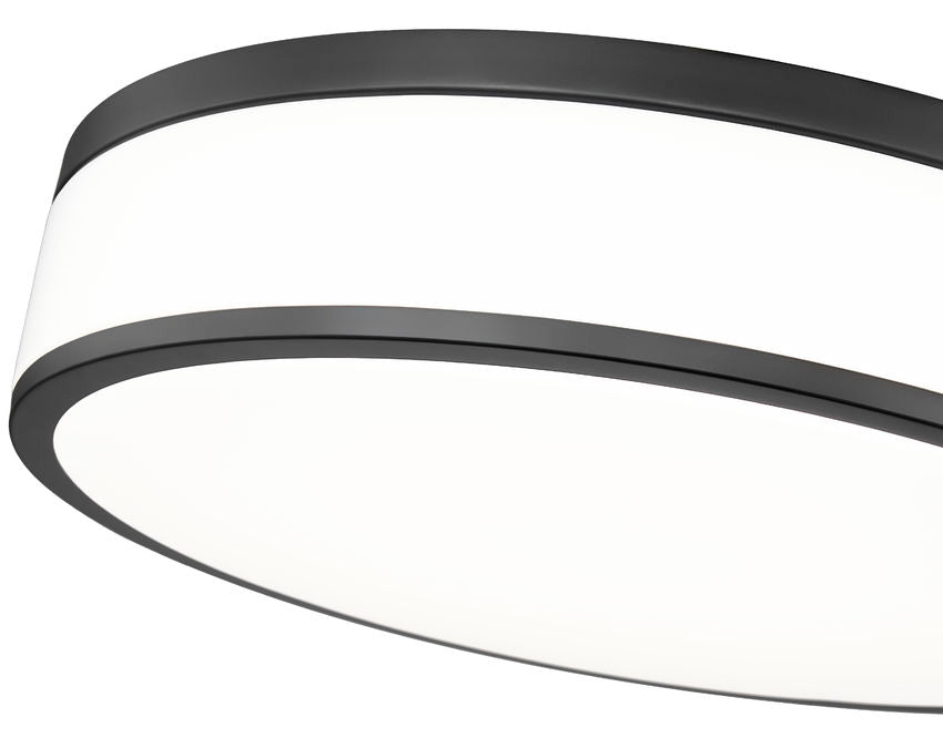 Z-Lite Ballord 16" 1-Light LED-Integrated Matte Black Steel and Frosted Acrylic Shade Flush Mount Light