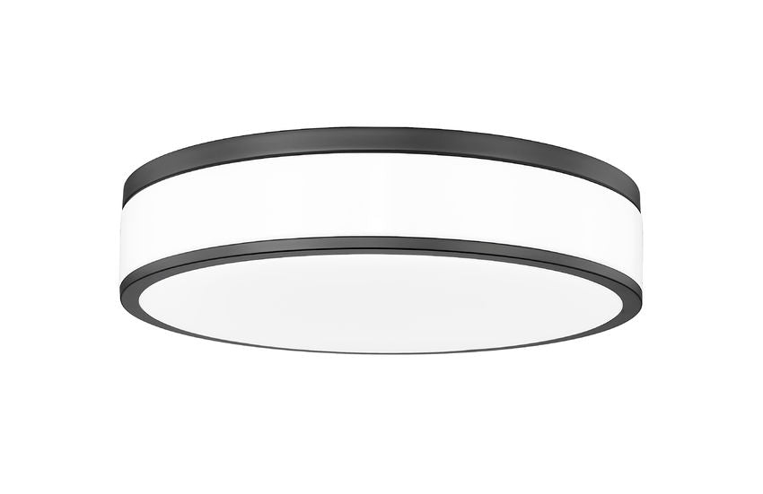 Z-Lite Ballord 16" 1-Light LED-Integrated Matte Black Steel and Frosted Acrylic Shade Flush Mount Light