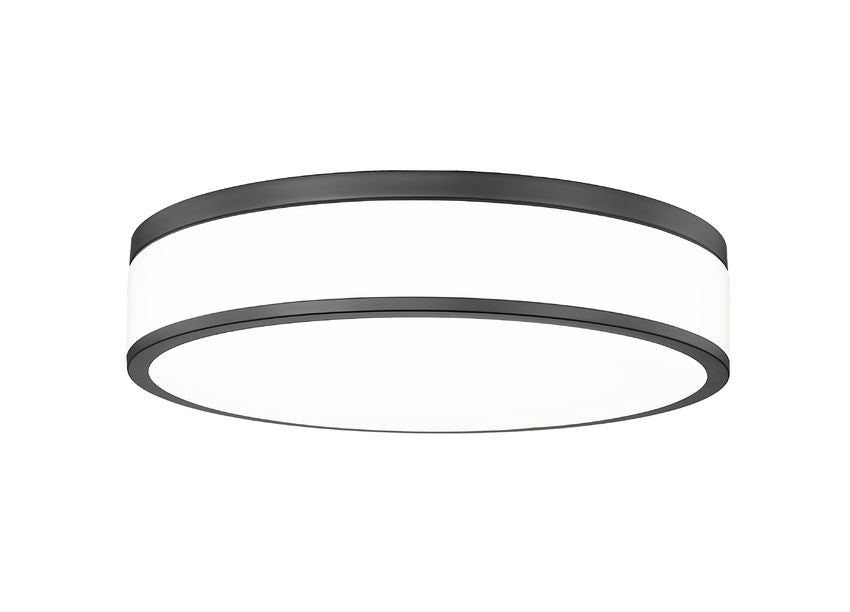 Z-Lite Ballord 16" 1-Light LED-Integrated Matte Black Steel and Frosted Acrylic Shade Flush Mount Light