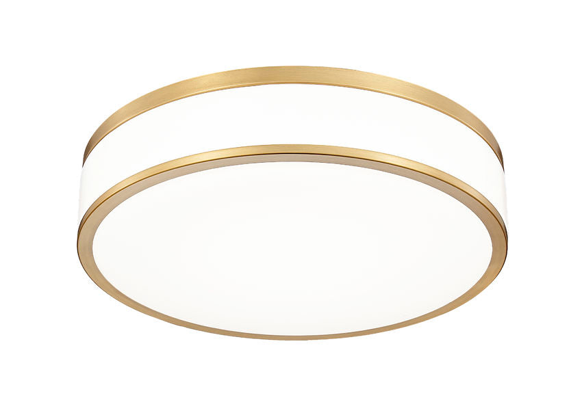 Z-Lite Ballord 16" 1-Light LED-Integrated Modern Gold Steel and Frosted Acrylic Shade Flush Mount Light