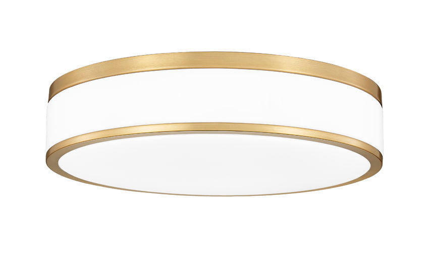 Z-Lite Ballord 16" 1-Light LED-Integrated Modern Gold Steel and Frosted Acrylic Shade Flush Mount Light