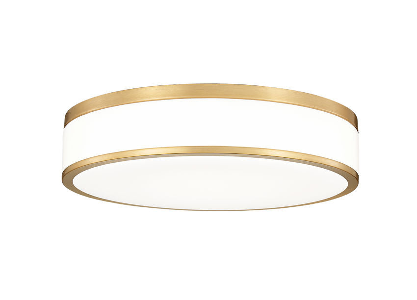 Z-Lite Ballord 16" 1-Light LED-Integrated Modern Gold Steel and Frosted Acrylic Shade Flush Mount Light