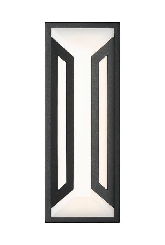 Z-Lite Banff 5028M-BK-LED 2-Light LED-Integrated Sand Black Aluminum Frame Opal Etched Glass Shade Outdoor Wall Light
