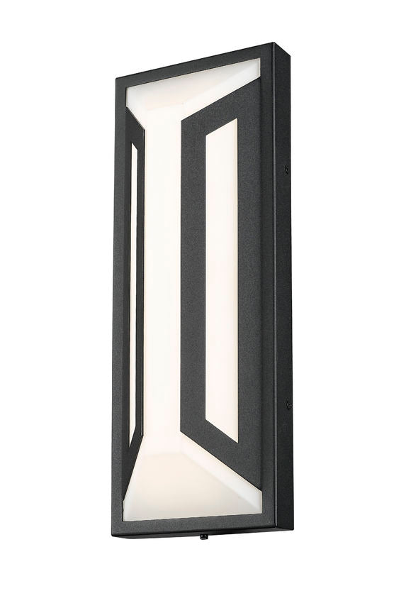 Z-Lite Banff 5028M-BK-LED 2-Light LED-Integrated Sand Black Aluminum Frame Opal Etched Glass Shade Outdoor Wall Light