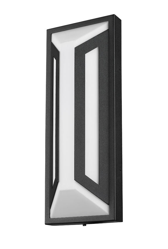 Z-Lite Banff 5028M-BK-LED 2-Light LED-Integrated Sand Black Aluminum Frame Opal Etched Glass Shade Outdoor Wall Light