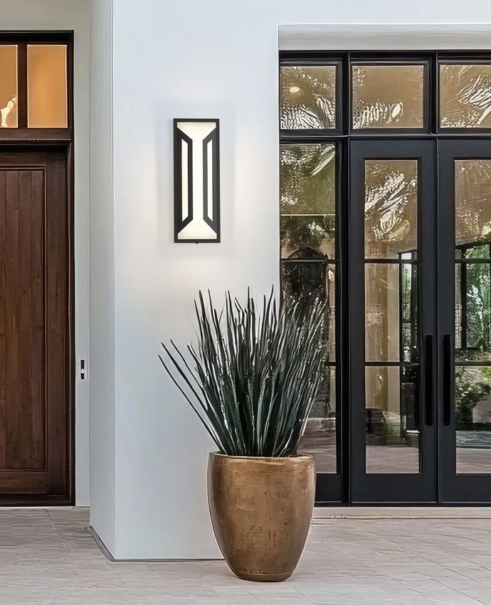 Z-Lite Banff 5028M-BK-LED 2-Light LED-Integrated Sand Black Aluminum Frame Opal Etched Glass Shade Outdoor Wall Light