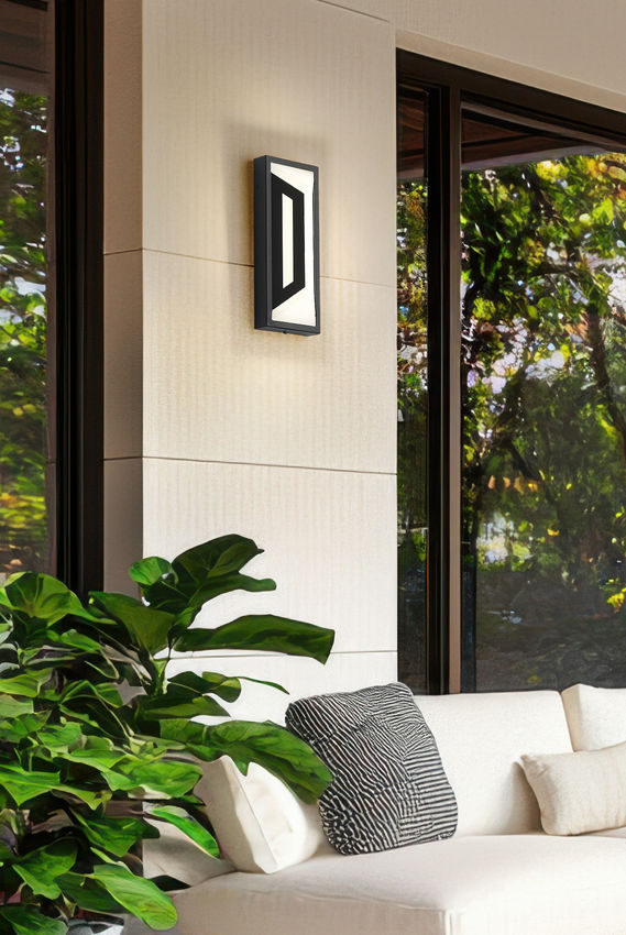 Z-Lite Banff 5028S-BK-LED 2-Light LED-Integrated Sand Black Aluminum Frame Opal Etched Glass Shade Outdoor Wall Light