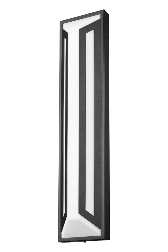 Z-Lite Banff 5028XL-BK-LED 2-Light LED-Integrated Sand Black Aluminum Frame Opal Etched Glass Shade Outdoor Wall Light