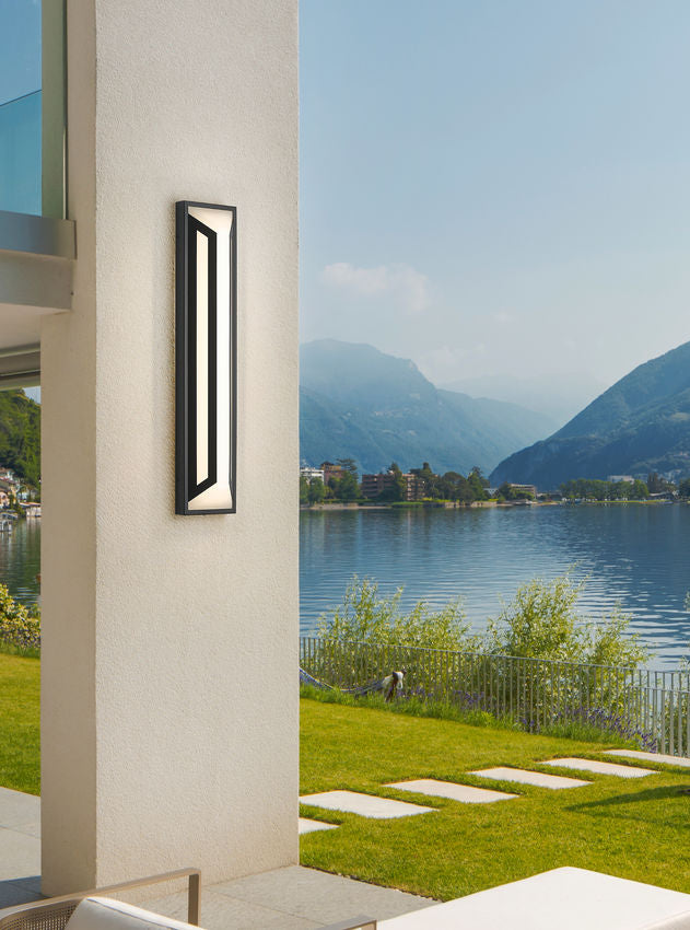 Z-Lite Banff 5028XL-BK-LED 2-Light LED-Integrated Sand Black Aluminum Frame Opal Etched Glass Shade Outdoor Wall Light