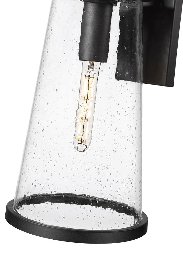 Z-Lite Bar Harbor 10" 1-Light Sand Black and Clear Seedy Glass Shade Outdoor Wall Light