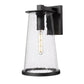 Z-Lite Bar Harbor 10" 1-Light Sand Black and Clear Seedy Glass Shade Outdoor Wall Light