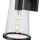 Z-Lite Bar Harbor 8" 1-Light Sand Black and Clear Seedy Glass Shade Outdoor Wall Light