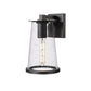 Z-Lite Bar Harbor 8" 1-Light Sand Black and Clear Seedy Glass Shade Outdoor Wall Light