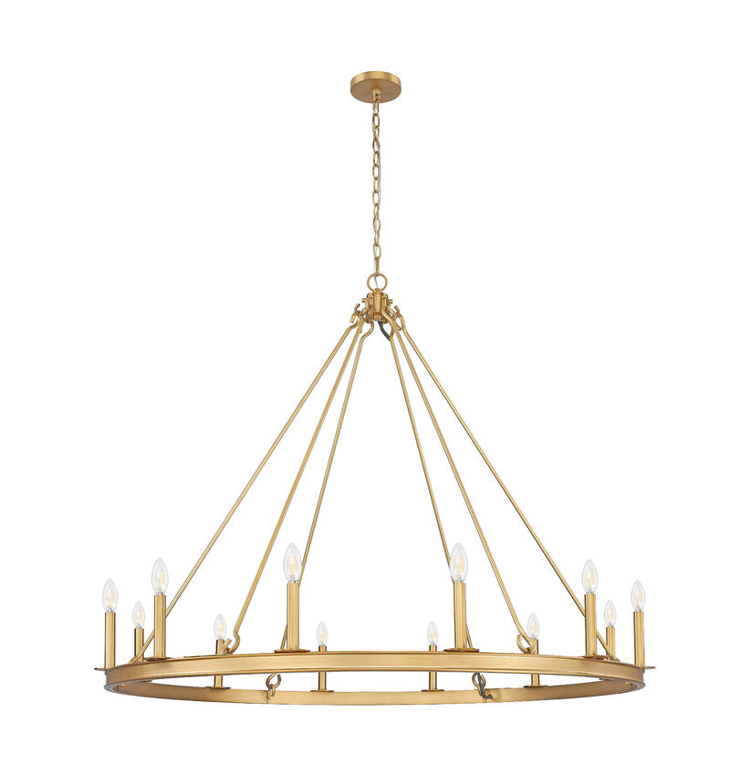 Z-Lite Barclay 12-Light Candelabra Bulb Base Rubbed Brass Steel Chandelier