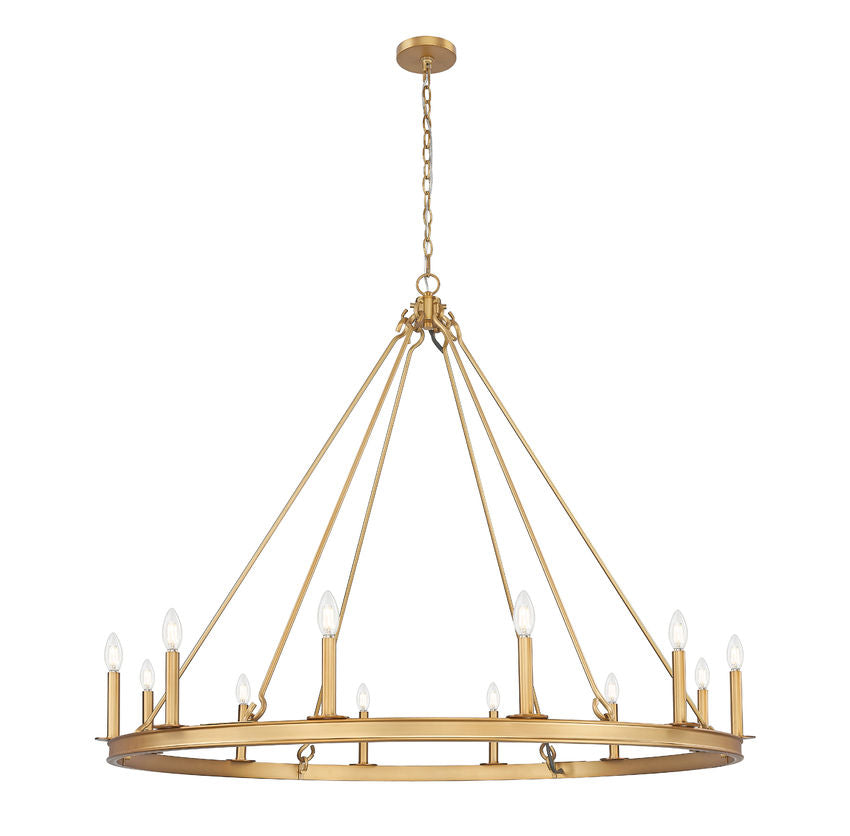 Z-Lite Barclay 12-Light Candelabra Bulb Base Rubbed Brass Steel Chandelier