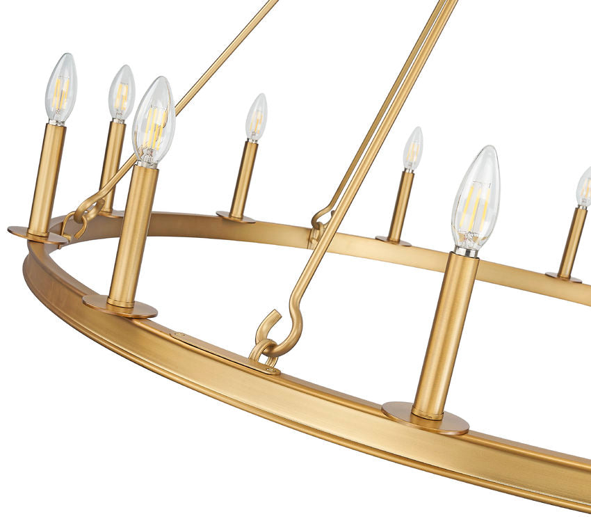 Z-Lite Barclay 12-Light Candelabra Bulb Base Rubbed Brass Steel Chandelier
