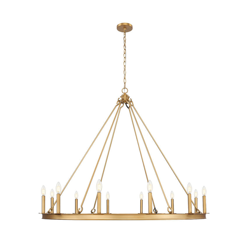 Z-Lite Barclay 12-Light Candelabra Bulb Base Rubbed Brass Steel Chandelier