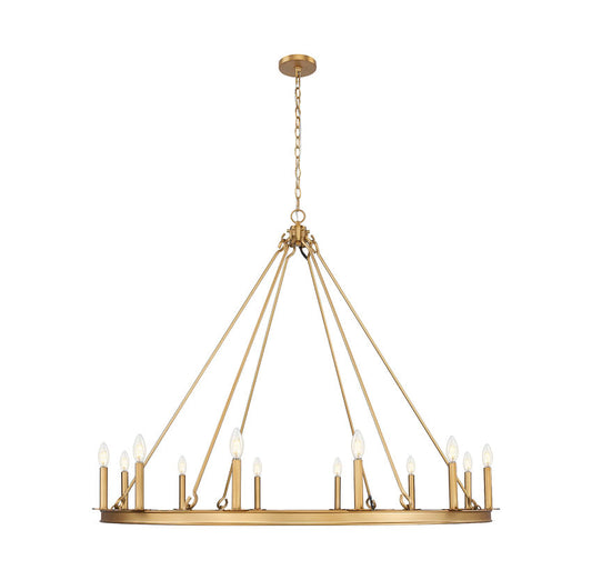Z-Lite Barclay 12-Light Candelabra Bulb Base Rubbed Brass Steel Chandelier