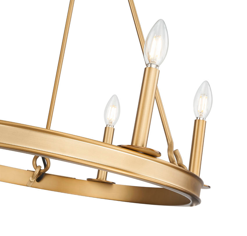 Z-Lite Barclay 6-Light Candelabra Bulb Base Rubbed Brass Steel Chandelier