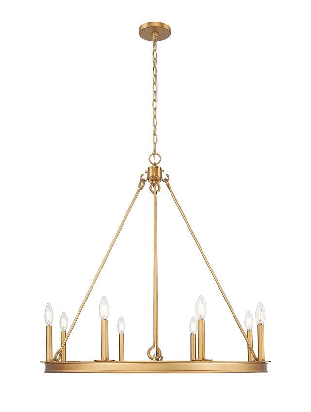 Z-Lite Barclay 8-Light Candelabra Bulb Base Rubbed Brass Steel Chandelier