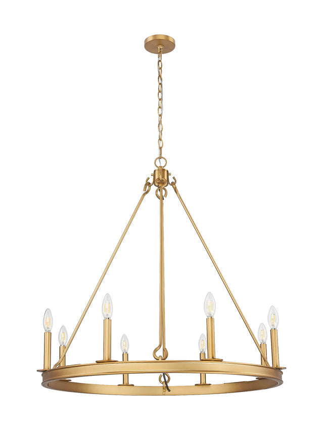 Z-Lite Barclay 8-Light Candelabra Bulb Base Rubbed Brass Steel Chandelier