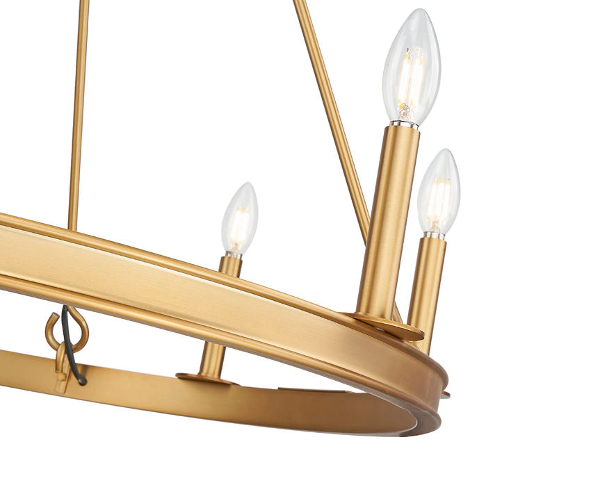 Z-Lite Barclay 8-Light Candelabra Bulb Base Rubbed Brass Steel Chandelier