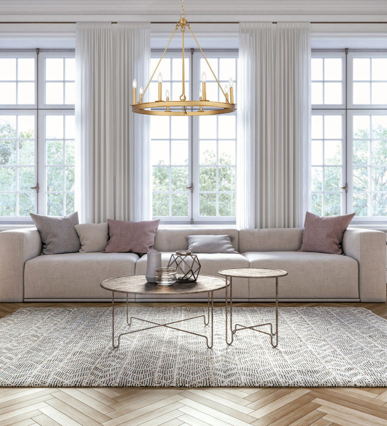 Z-Lite Barclay 8-Light Candelabra Bulb Base Rubbed Brass Steel Chandelier