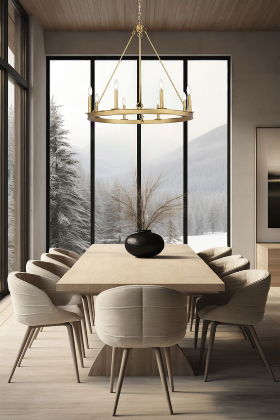 Z-Lite Barclay 8-Light Candelabra Bulb Base Rubbed Brass Steel Chandelier
