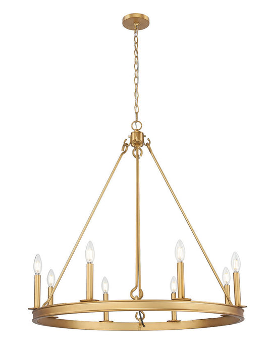 Z-Lite Barclay 8-Light Candelabra Bulb Base Rubbed Brass Steel Chandelier