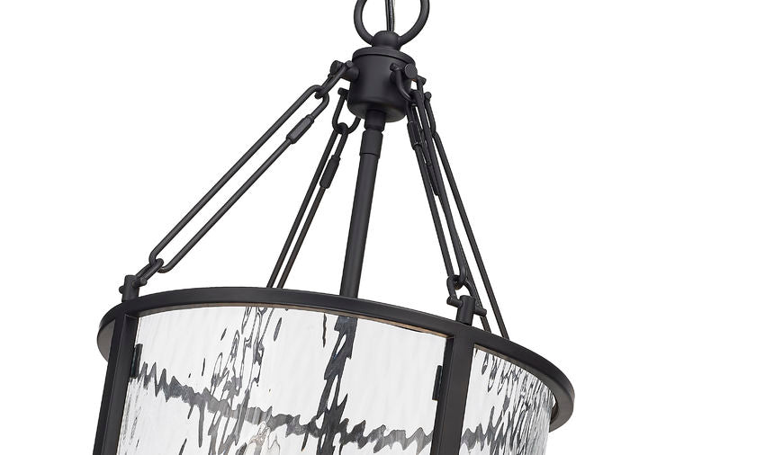 Z-Lite Barrington 12" 4-Light Matte Black Pendant Light With Clear Waterglass Shade