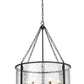 Z-Lite Barrington 26" 6-Light Matte Black Pendant Light With Clear Waterglass Shade