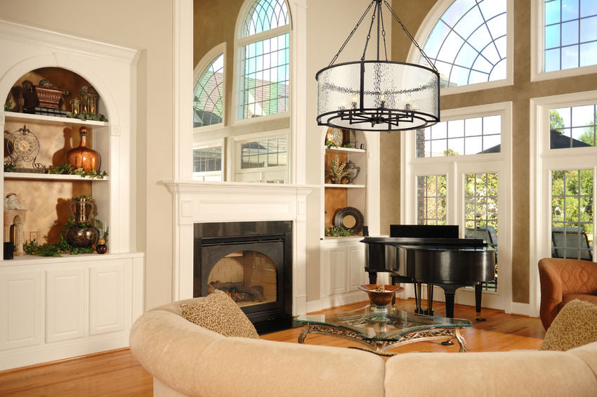 Z-Lite Barrington 32" 8-Light Matte Black Pendant Light With Clear Waterglass Shade
