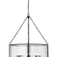 Z-Lite Barrington 32" 8-Light Matte Black Pendant Light With Clear Waterglass Shade